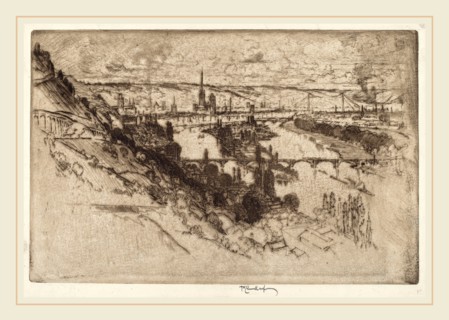 Joseph Pennell, Rouen, from Bon Secours, American, 1857-1926, 1907, etching