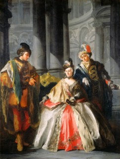 Louis-Joseph Le Lorrain (French, 1715-1759), Three Figures Dressed for a Masquerade, c. 1740s, oil
