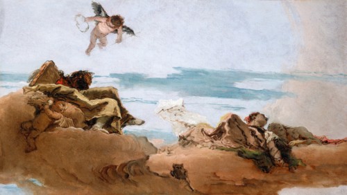 Giovanni Battista Tiepolo, Study for a Ceiling with the Personification of Counsel, Italian,