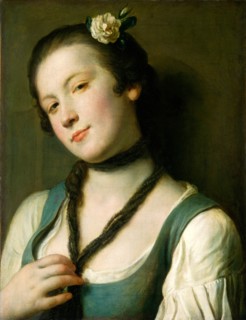 Pietro Rotari, A Girl with a Flower in Her Hair, Italian, 1707-1762, 1760-1762, oil on canvas