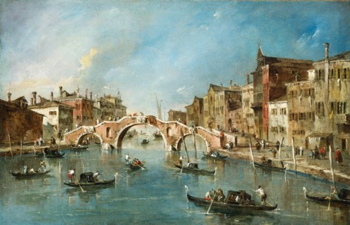 Francesco Guardi, View on the Cannaregio Canal, Venice, Italian, 1712-1793, c. 1775-1780, oil on