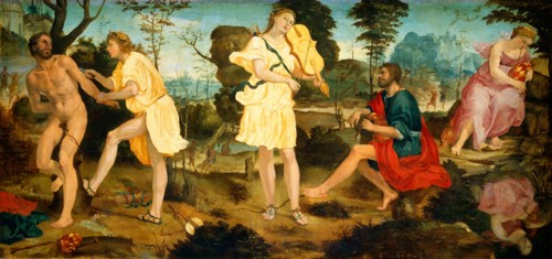 Michelangelo Anselmi, Apollo and Marsyas, Italian, 1491-1492-1554-1556, c. 1540, oil on panel
