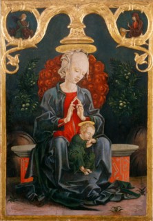 CosmÃ¨ Tura, Madonna and Child in a Garden, Italian, c. 1433-1495, c. 1460-1470, tempera and oil on