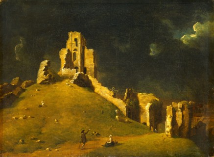 Corfe Castle, Dorset Okehampton Castle Signed and dated lower right: "J Richards 1764", John Inigo
