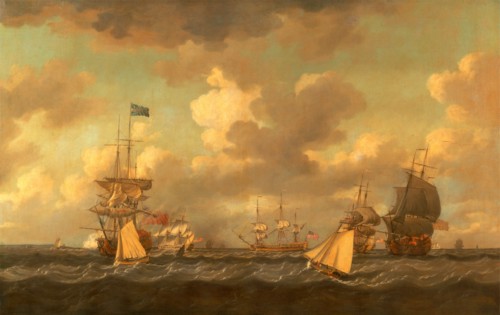 English Ships Coming to Anchor in a Fresh Breeze, Dominic Serres, 1722-1793, French