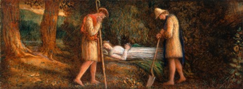 Imogen and the Shepherds, 'Cymbeline,' Act IV, scene II Cymbeline Signed, black paint, lower left: