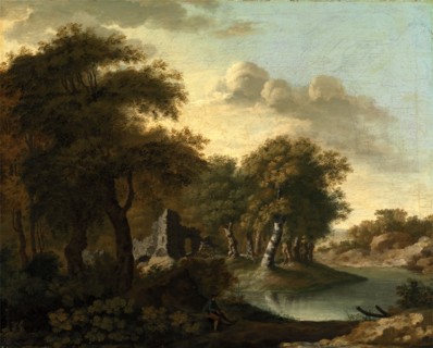 A View Near Arundel, Sussex, with Ruins by Water, George Smith, 1714-1776, British