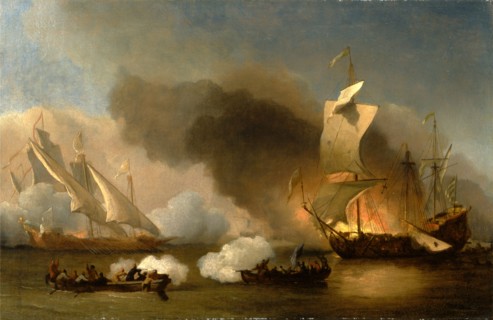 An Action off the Barbary Coast with Galleys and English Ships, William van de Velde the Younger,