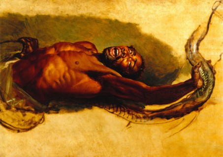 Man Struggling with a Boa Constrictor, Study for "Liboya Serpent Seizing its Prey" Study of a Negro