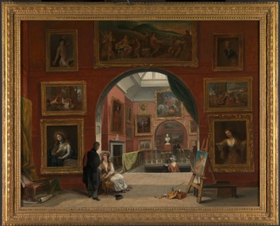 Interior of the British Institution (Old Master Exhibition, Summer 1832) Signed and dated in white