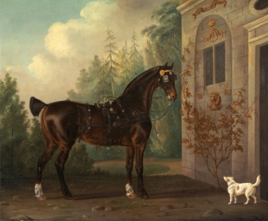 Lord Abergavenny's Dark Bay Carriage Horse with a Terrier Lord Abergavenny's Dark Bay Carriage