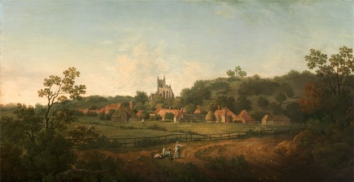 A Distant View of Hythe Village and Church, Kent Signed, lower center: "A. Nelson", Arthur Nelson,
