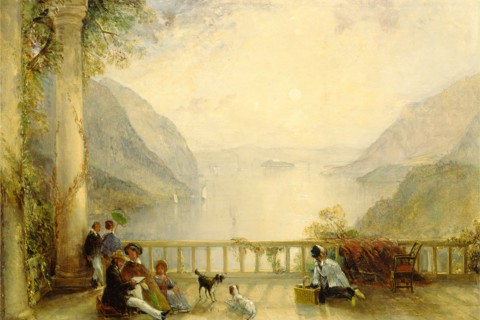 Figures on a Balcony, probably at Westpoint, Thomas Creswick, 1811-1869, British