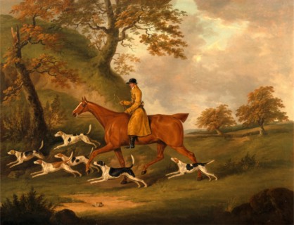 Huntsman and Hounds Signed and dated in ocher-color paint, lower right: "JN Sartorius pin[xit] |