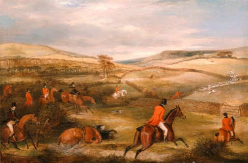 The Berkeley Hunt, 1842: The Chase Signed and dated, abraded, lower center: "F. C. Turner | 1842",