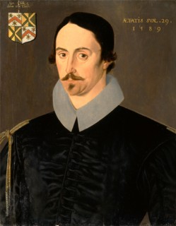 An Unknown Man, Aged 29, Possibly of the Kempe Family Inscribed in yellow paint, upper left: