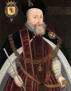 Robert Dudley, Earl of Leicester Inscribed in artist's hand, yellow paint, upper right: Upper right
