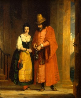 Shylock and Jessica from the 'Merchant of Venice,' II, ii Signed, lower right: "G.S. Newton",