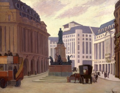 Aldwych, London Back of canvas and back of stretcher stamped "Bevan" Signed, lower right: "Robert