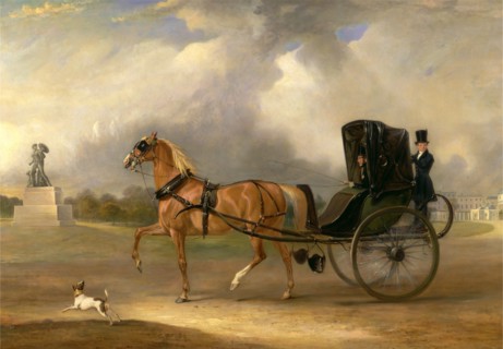 William Massey-Stanley driving his Cabriolet in Hyde Park Signed and dated, lower right: "J.