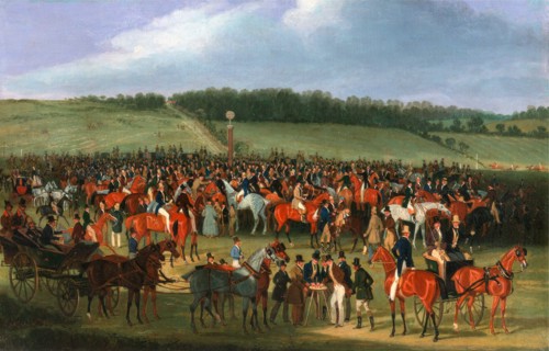 Epsom Races: The Betting Post Signed and dated, black paint, lower left: "J Pollard | 1834", James