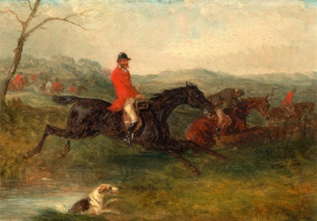 Foxhunting: Clearing a Brook Signed and dated in red paint, lower right: "WJ Shayer | 63", William