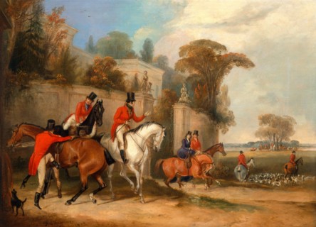 Bachelor's Hall: The Meet Signed and dated in brown paint, lower left: "Painted by | FC Turner |