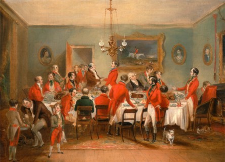 Bachelors' Hall: The Hunt Breakfast Signed and dated in black paint, lower left: "painted by | F.C.