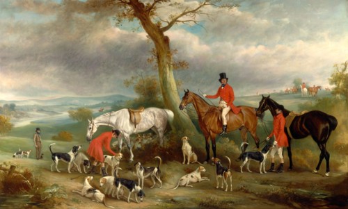 Thomas Wilkinson, M.F.H., with the Hurworth Foxhounds Inscribed, lower right: "[....] | [....]"