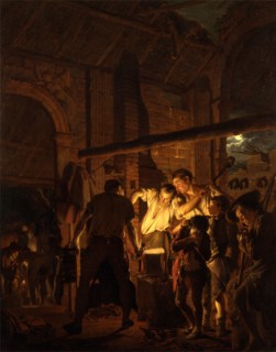The Blacksmith's Shop Signed and dated, lower right: "Jo:[symbol] Wright | Pinx [symbol] 1771.",