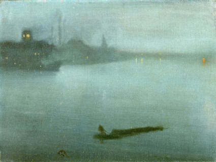 Nocturne in Blue and Silver Signed in monogram with butterfly, lower left, James McNeill Whistler,