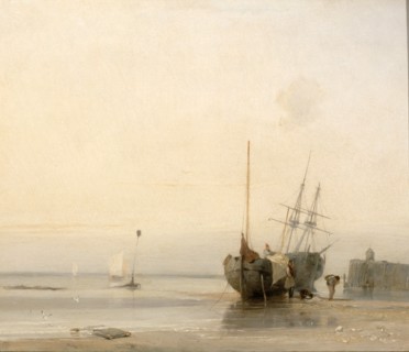 Calais Jetty, France, Richard Parkes Bonington, 1802-1828, British
