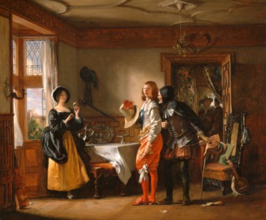 Slender, with the Assistance of Shallow, Courting Anne Page, from "The Merry Wives of Windsor," Act
