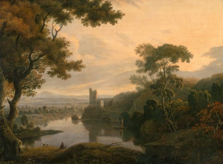River Landscape Signed and dated in black paint, lower left: "G Barret | 1773", George Barret, ca.