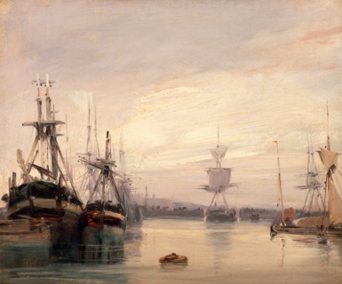 French harbor scene, unknown artist, 19th century, British