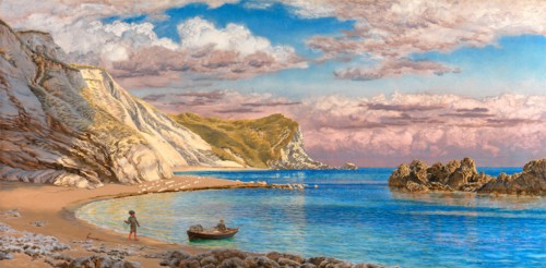 Man of War Rocks, Coast of Dorset Distant Thunder Signed and dated, lower left: "John Brett 1884",