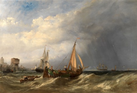 A Dutch Barge and Merchantmen Running out of Rotterdam Signed and dated, lower right: "CStanfield