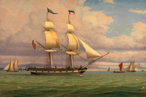 The English Brig 'Norval' before the Wind Signed and dated, lower left: "W. Clark 1833", William