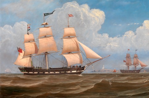 The English Merchant Ship 'Malabar' Signed and dated in red paint, lower left: "W. Clark | 1836",