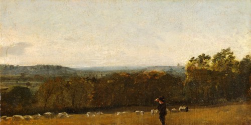 A Shepherd in a Landscape looking across Dedham Vale towards Langham, John Constable, 1776-1837,