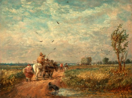 Going to the Hayfield Going Home from Haymaking Signed and dated in brown paint, lower left: "David