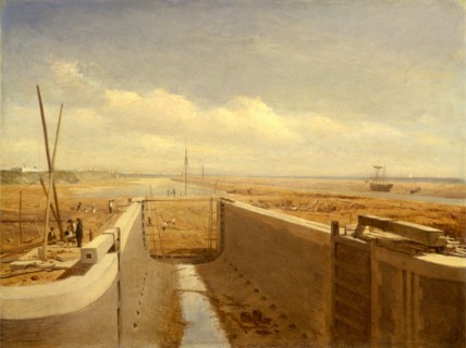 Canal under construction, possibly the Bude Canal The Building of a Canal (The Bude Canal?),