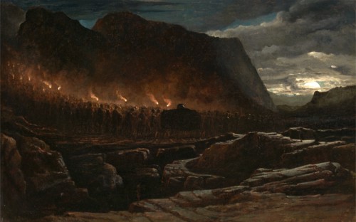 Funeral Procession A Mountain Chieftain's Funeral The Burial of Alaric Signed in yellow paint,