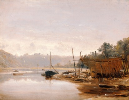 Boat Building near Dinan, Brittany, Francis Danby, 1793-1861, British