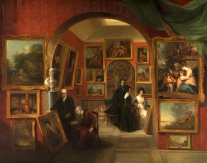 The Interior of the British Institution Gallery Signed and dated, lower right: "J. Scarlett Davis |