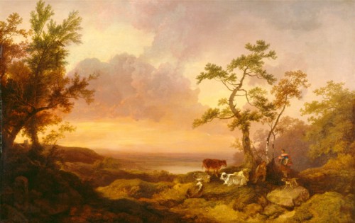 Landscape with Cattle and Peasant Landscape with cattle Signed, lower left: "P [?] de