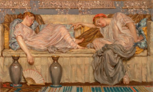 Beads (study) Two Women on a Sofa, 1875, Albert Joseph Moore, 1841-1893, British