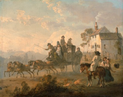 A Stage Coach on a Country Road The Departure of a Coach Signed and dated in black paint, lower
