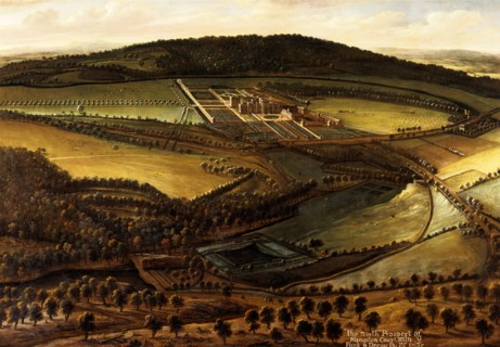 The North Prospect of Hampton Court, Herefordshire Inscribed in orcher-color paint, lower right: