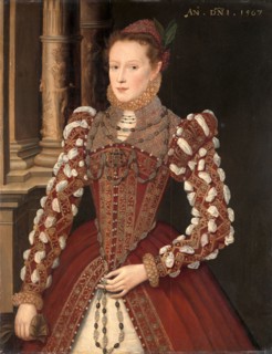 Portrait of a Woman A Young Lady, dated 1567 Dated in yellow paint, upper right: "AN. DNI. 1567",